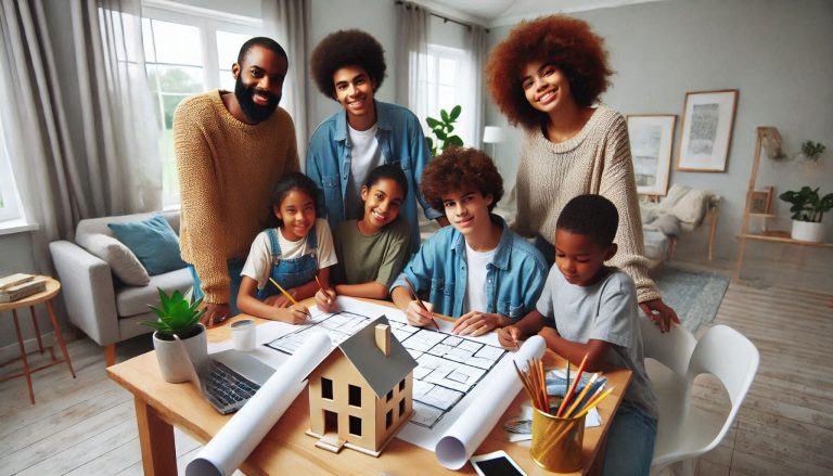 a group of young african american youth Learning Architecture from home